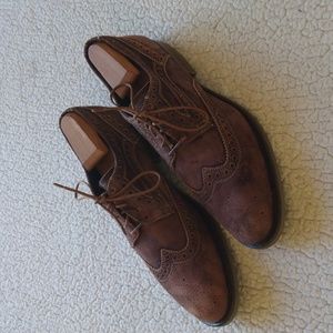 Donald J. Pliner Brown Suede Wingtip/Full Brogue Shoes 10.5M (Made in Italy)